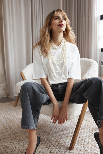 Wide Leg Jeans in Dark Grey Denim