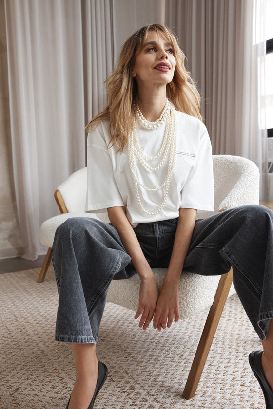 Wide Leg Jeans in Dark Grey Denim