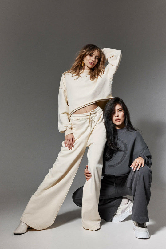 Terry Wide-Leg Pants in 100% Cotton/French Terry