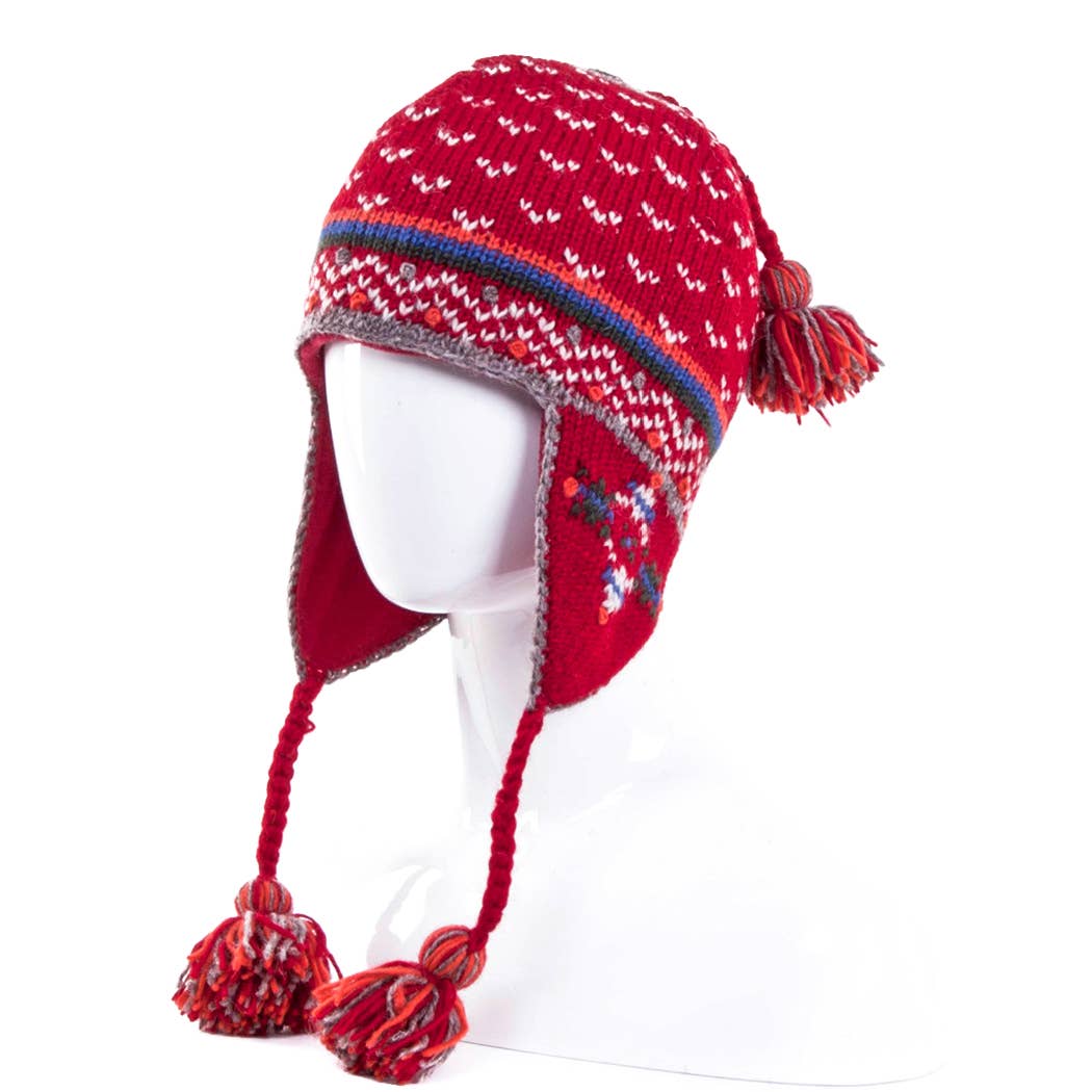 Helsinki Wool Knit Earflap Hat with Tassels