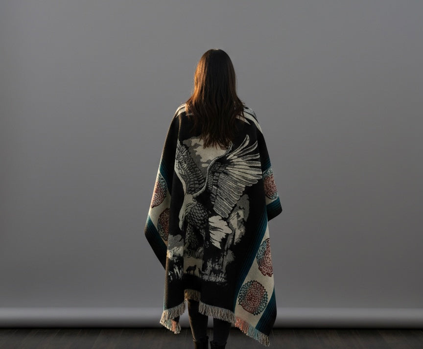 Hunting Eagle HandMade Wool Poncho
