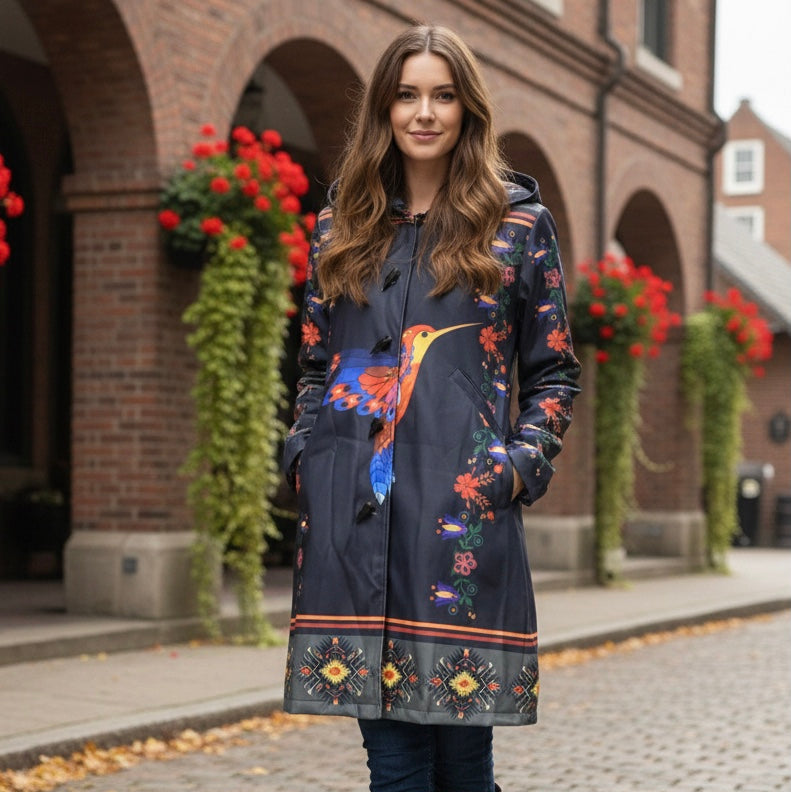 Midnight Hummingbird Long Coat