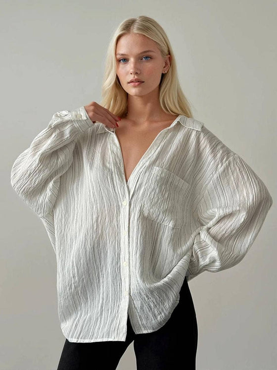 Relaxed Crinkle Pinstripe Shirt