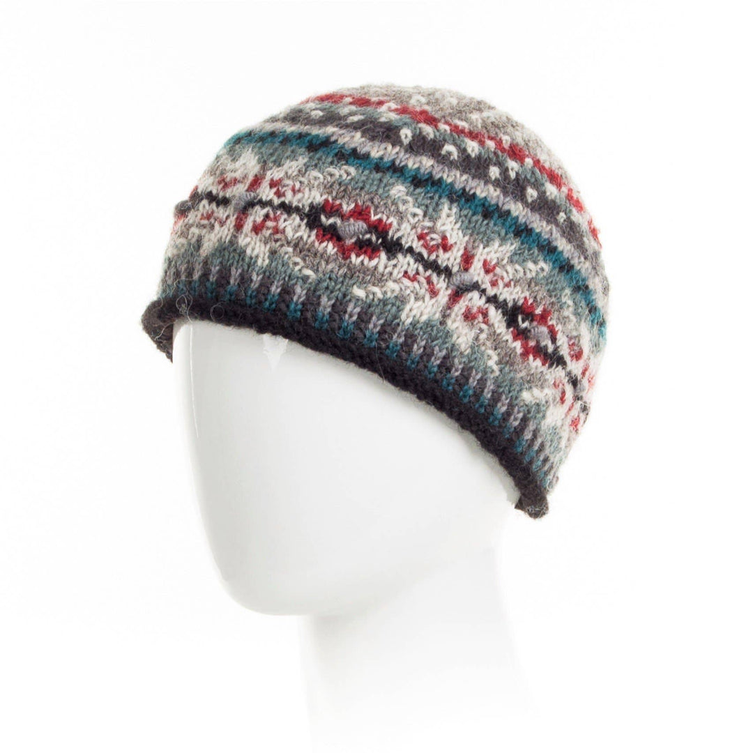Jasper Wool Knit Beanie Hat with Snowflake Nordic Pattern