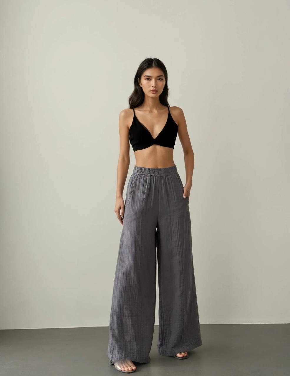 Wide-leg Muslin Pants