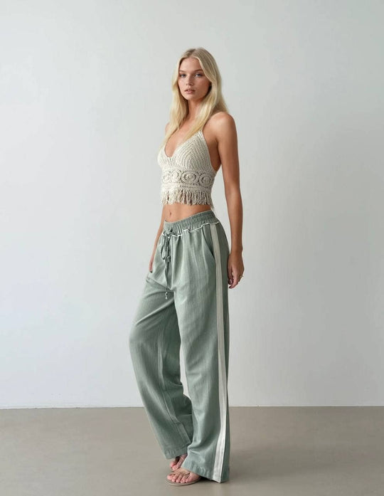 Spring Cotton Track Pants, Side-striped