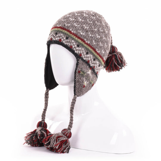 Helsinki Wool Knit Earflap Hat with Tassels