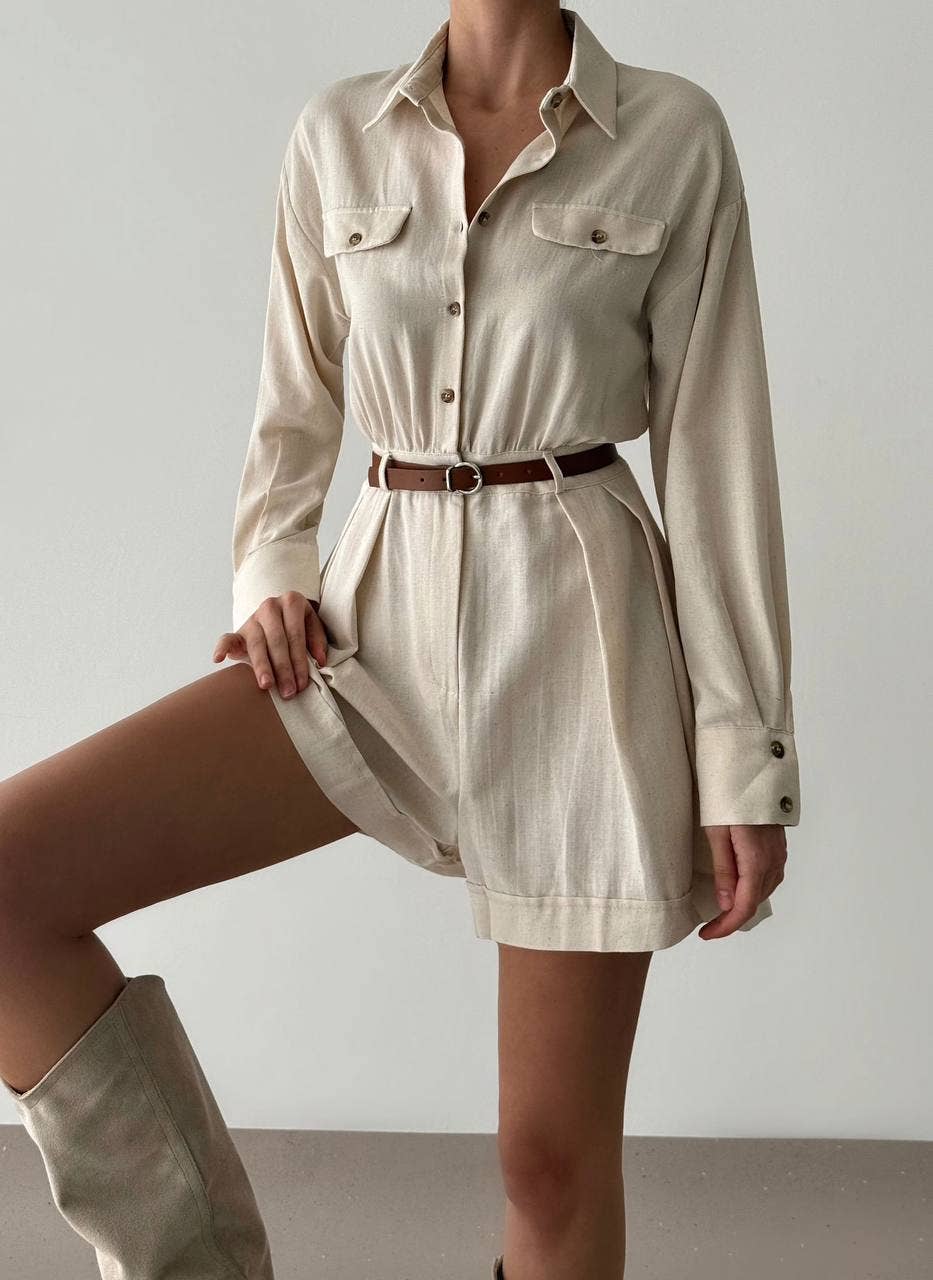 Belted Safari Spring Overalls - Relaxed Fit