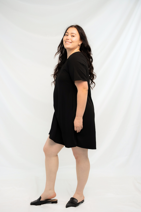 Heidi Short Sleeve Bamboo Dress - Black