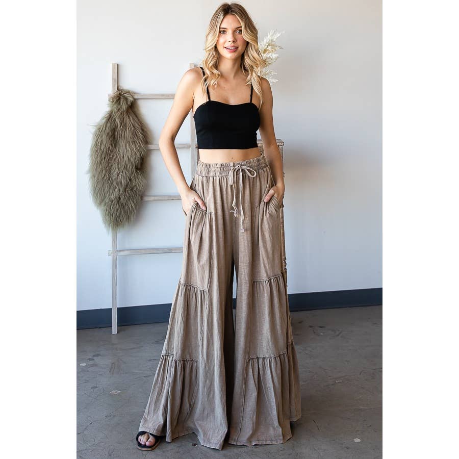 Mineral Washed Wide Leg Pants