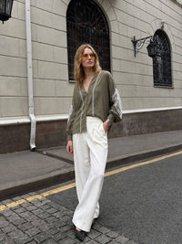 Laced Bishop Sleeve Muslin Blouse