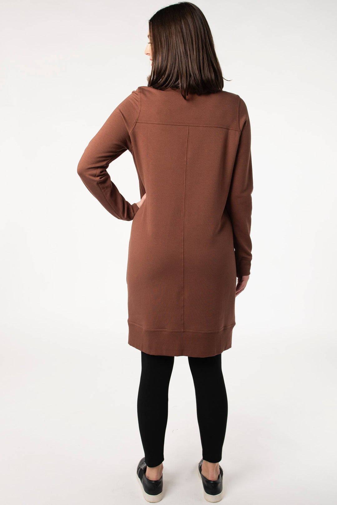 Sabelle Half-Zip Bamboo Fleece Dress - Cocoa