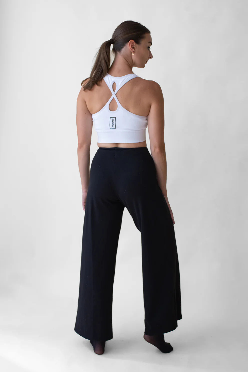 Aligned Wide Leg Pant in Ribbed - Organic Cotton with Natural Stone Button