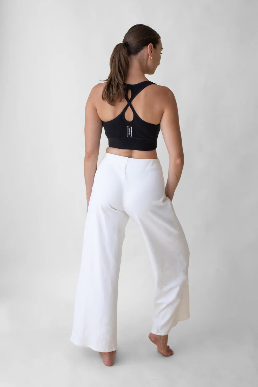 Aligned Wide Leg Pant in Ribbed - Organic Cotton with Natural Stone Button