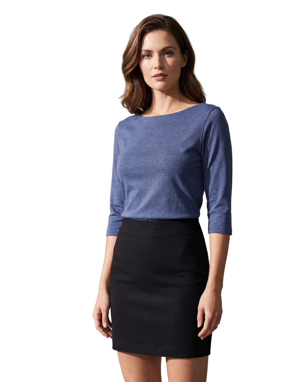 Hemp/Organic Cotton 3/4 Sleeve Boat Neck Top