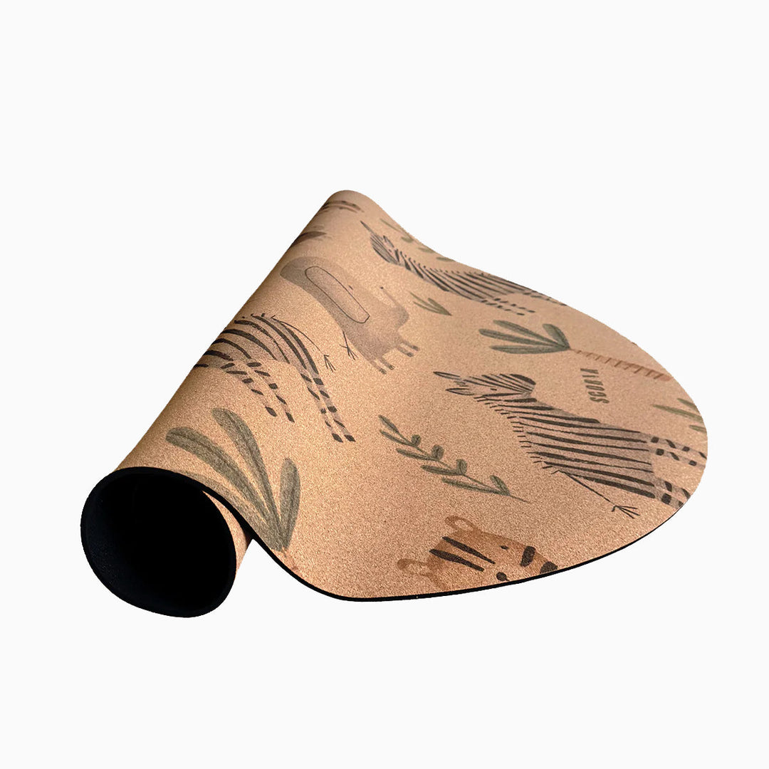 Jungle Adventure Round Baby Cork Mat | Play, Yoga &amp; Stretch | 47" dia