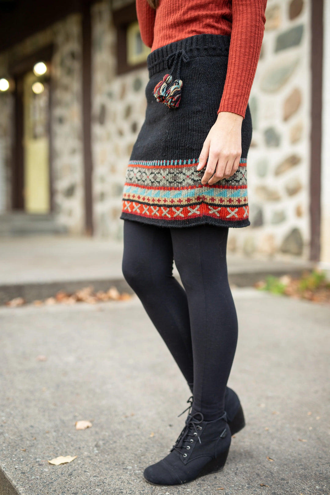 Kirstin Wool Knit Skirt with Nordic Fair Isle pattern