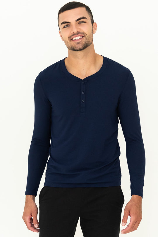 Julian Henley Bamboo Long Sleeve Top - Ink