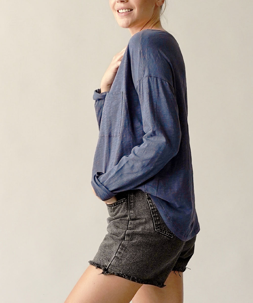 Organic Cotton Slub Tee in Vintage Navy
