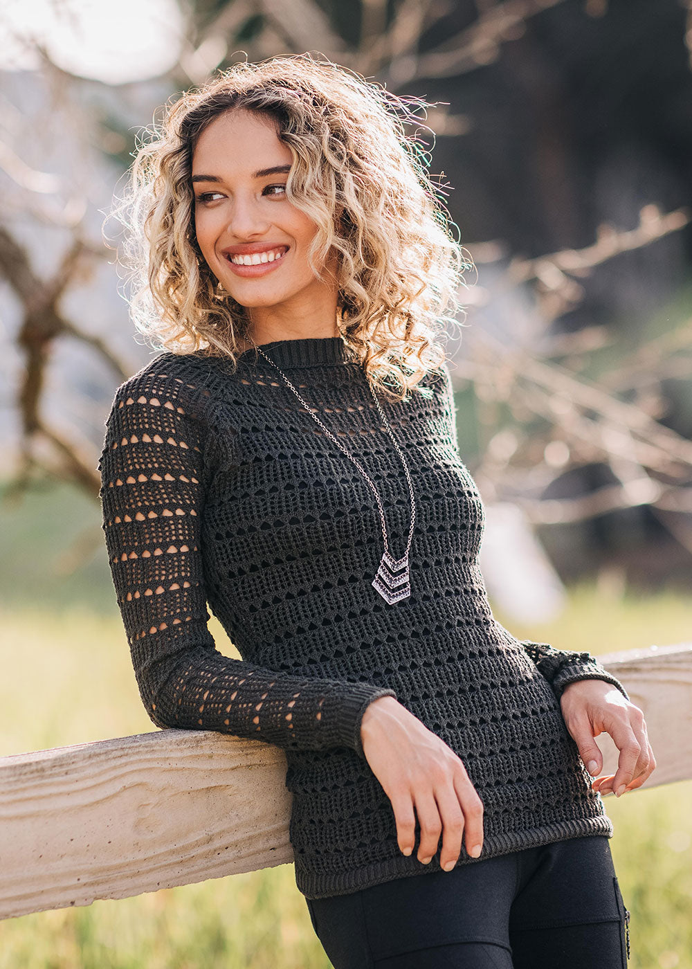 Niobe Sweater in Hemp & Cotton "Lace" Knit