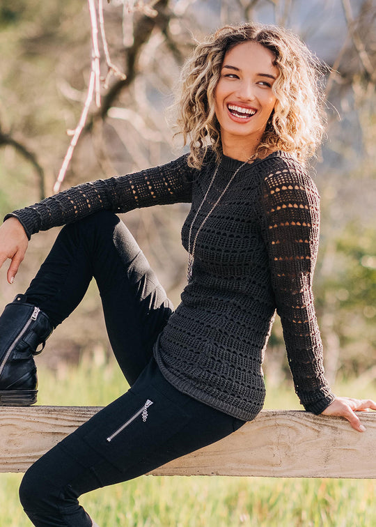 Niobe Sweater in Hemp & Cotton "Lace" Knit