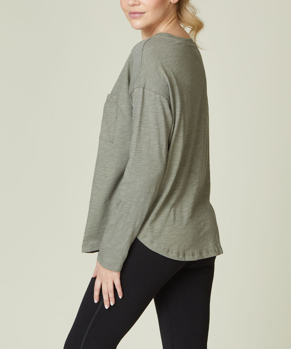Organic Cotton Slub Tee in Olive/Sage