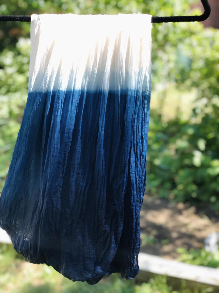 ORGANIC COTTON Wrap Scarf in Indigo Ombre