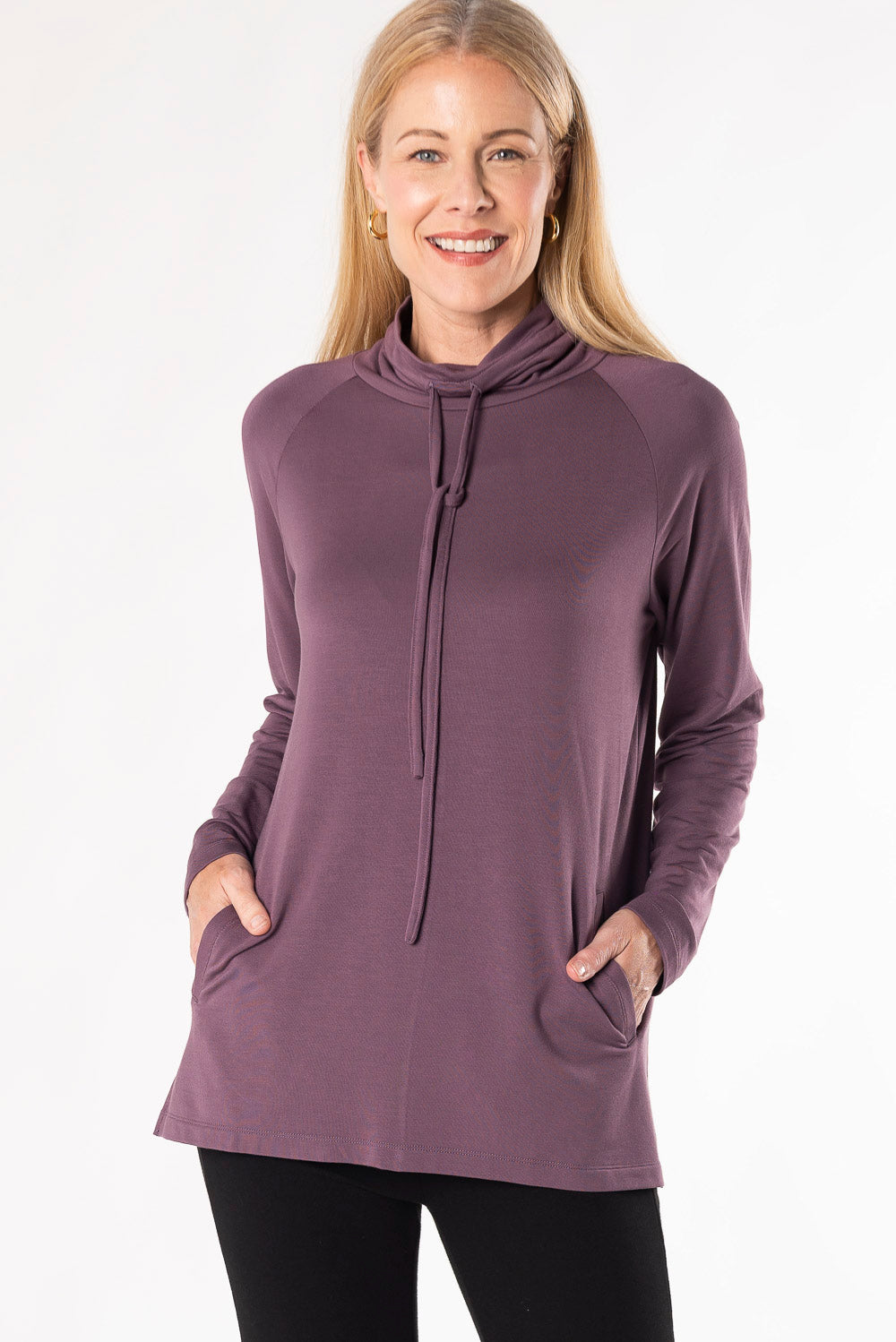 Iris Shawl Collar Bamboo Tunic - Mauve
