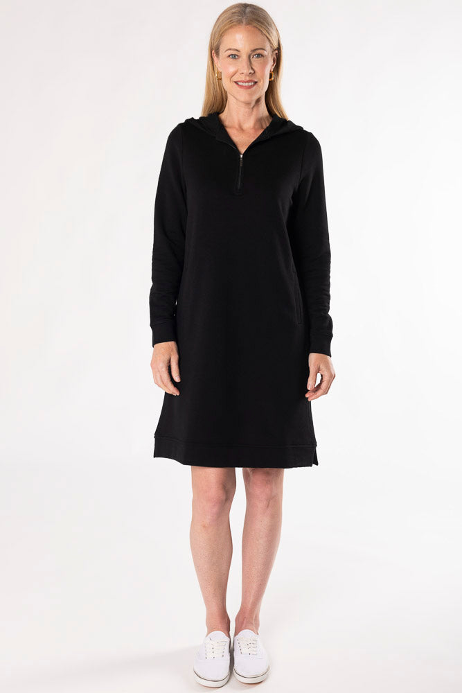 Mina Bamboo Hoodie Dress - Black