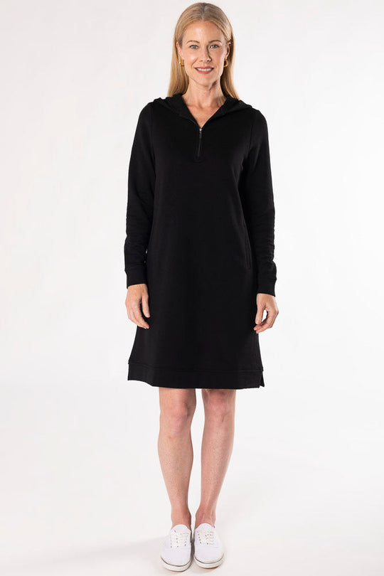 Mina Bamboo Hoodie Dress - Black