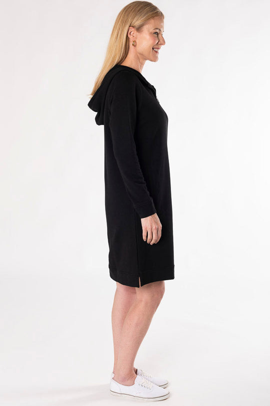 Mina Bamboo Hoodie Dress - Black