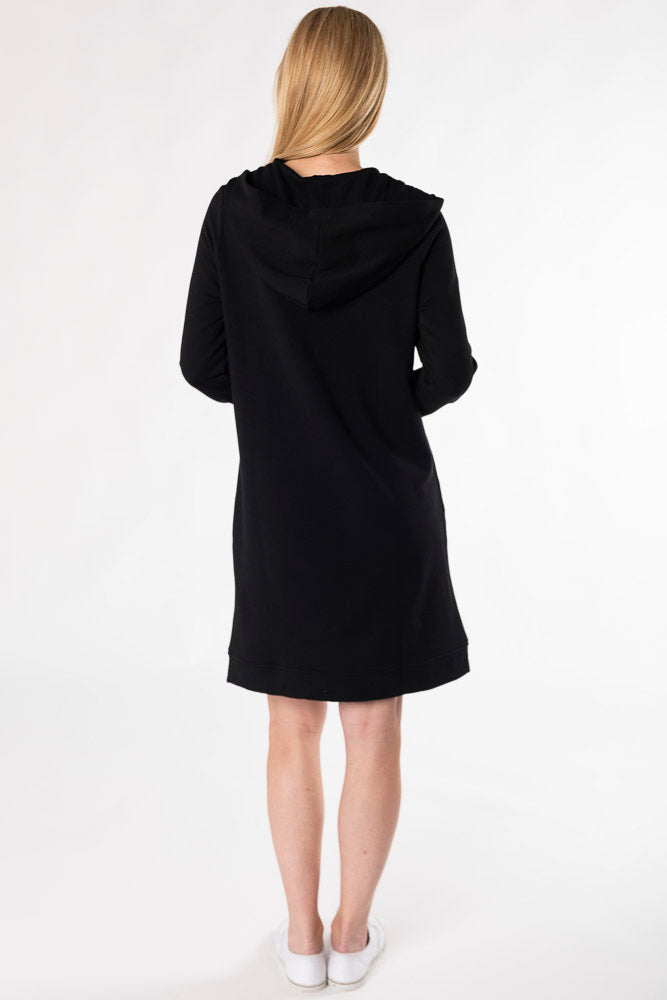 Mina Bamboo Hoodie Dress - Black