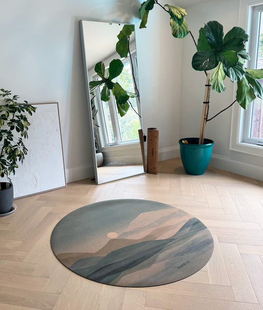 Soft Skies Round Cork Yoga Mat | Multi-use | 53" dia