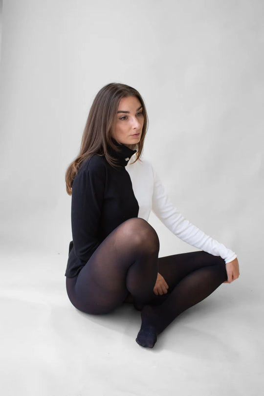 Yin Yang Turtleneck in Ribbed - Organic Cotton with Natural Stone Button