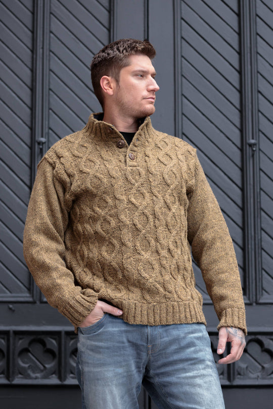 Connery - Cable Knit Wool Pullover Sweater