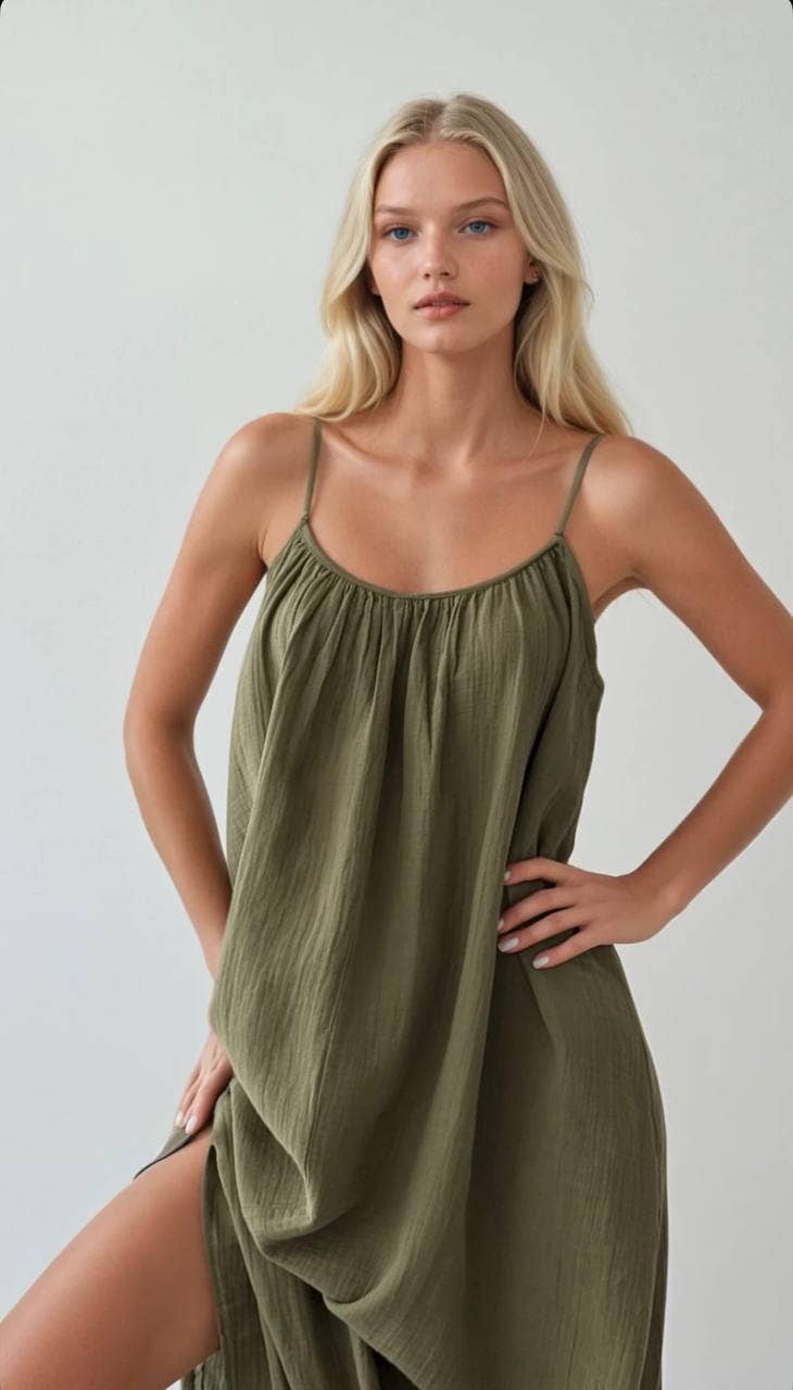 Maxi Muslin Slip Camisole Summer Dress