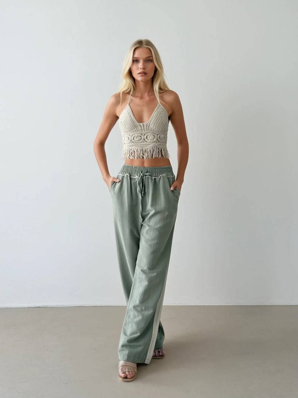 Spring Cotton Track Pants, Side-striped