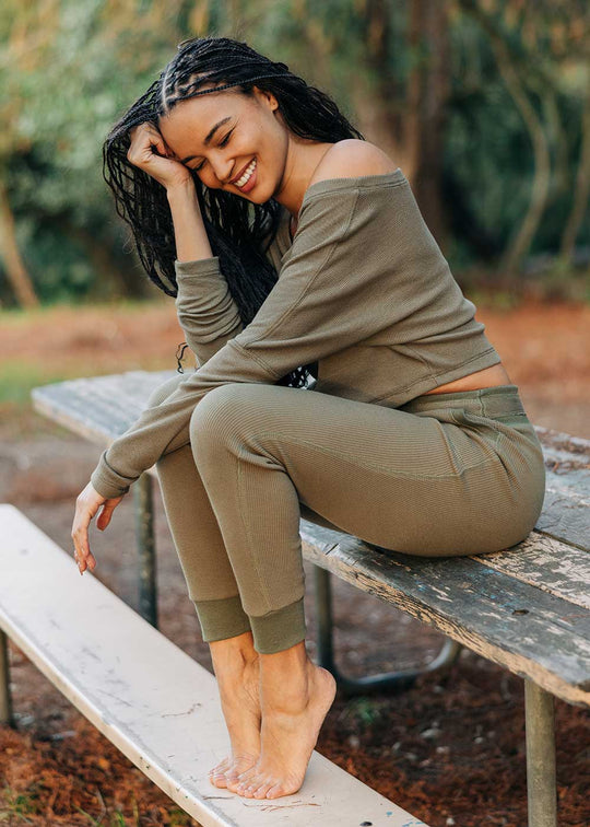 Dreamer Joggers/Pyjamas in Organic Cotton Waffle