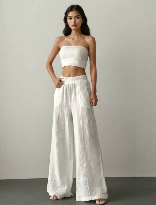 Wide-leg Muslin Pants