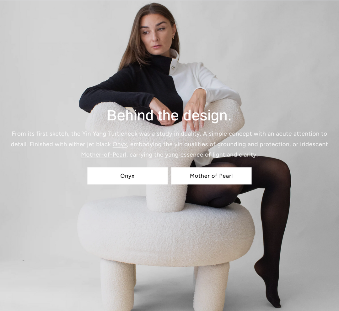 Yin Yang Turtleneck in Ribbed - Organic Cotton with Natural Stone Button
