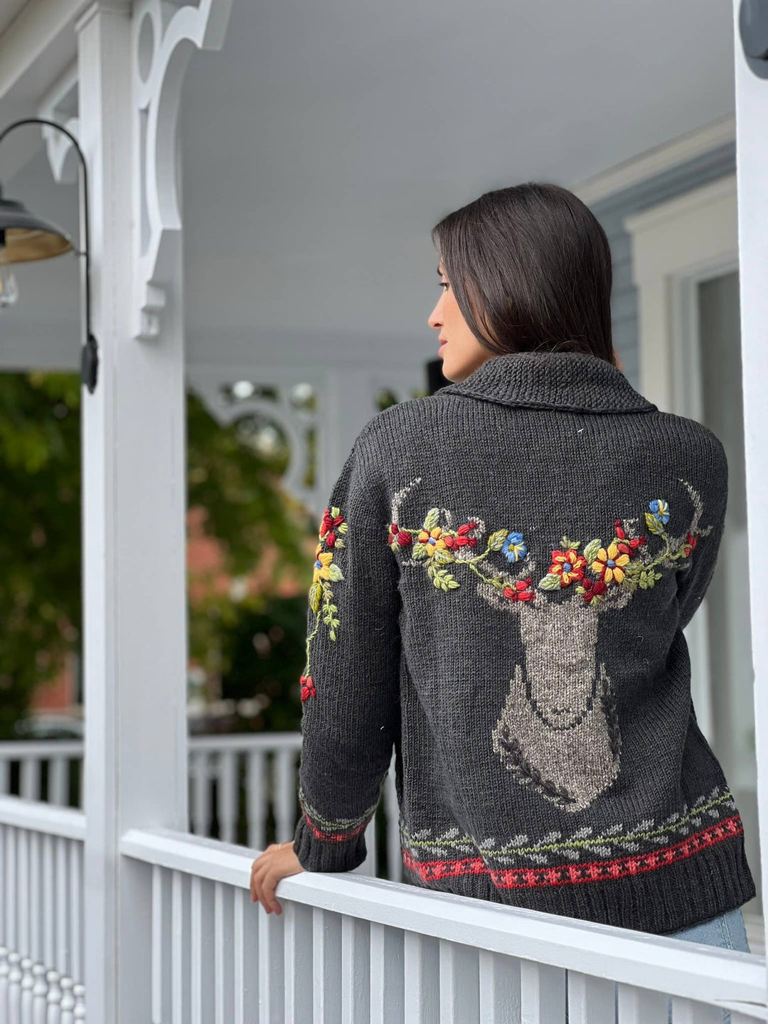 Hartley Knit Sweater with Floral Antler Design