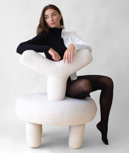 Yin Yang Turtleneck in Ribbed - Organic Cotton with Natural Stone Button