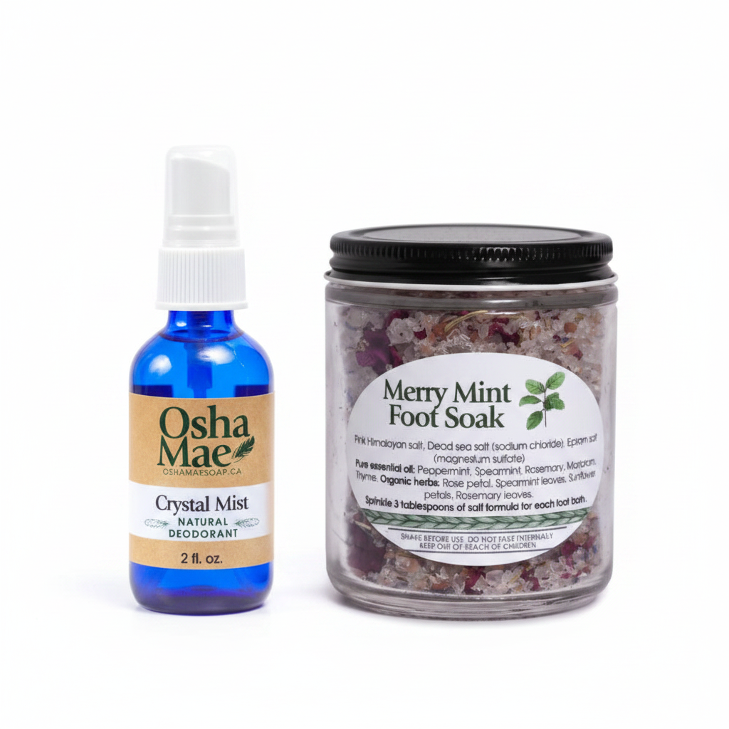 Crystal Myst Natural Deodorant and Merry Mint Foot Soak bundle