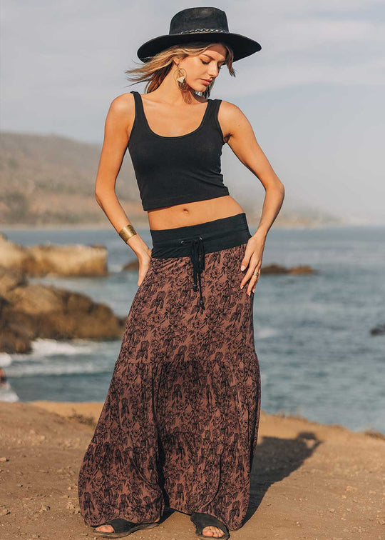 Solana Skirt in Hemp Lyocell - Peony Print