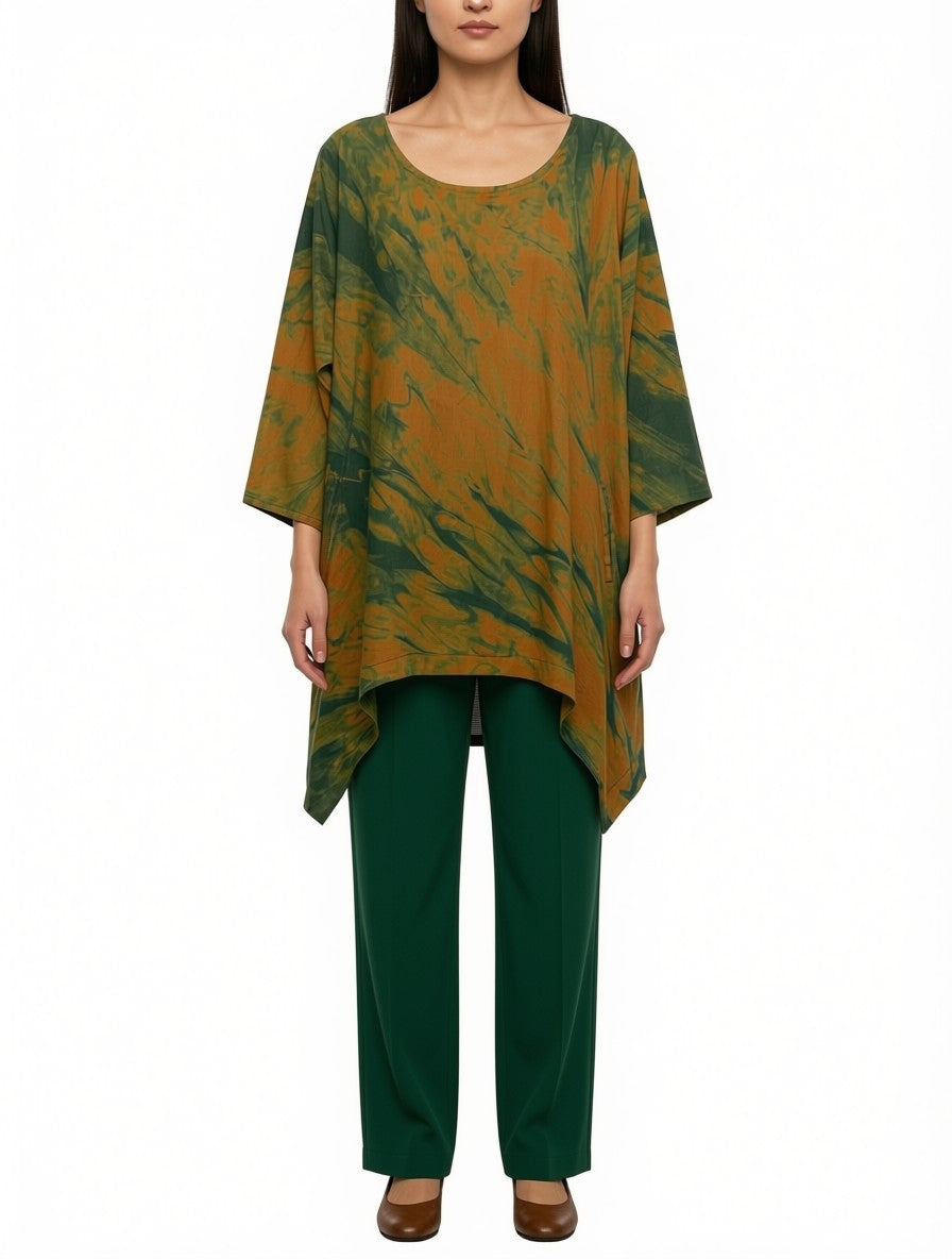 Linen Tulip Tunic in Indigo Arashi