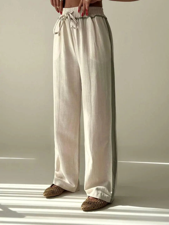 Spring Cotton Track Pants, Side-striped