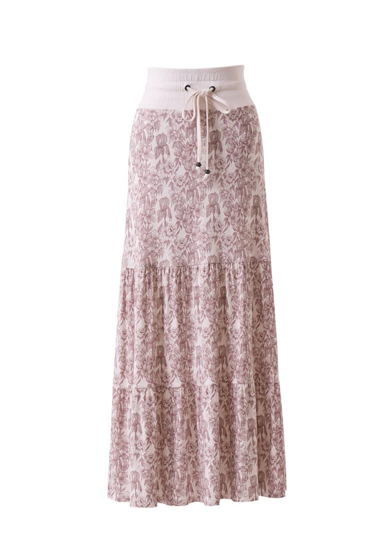 Solana Skirt in Hemp Lyocell - Peony Print