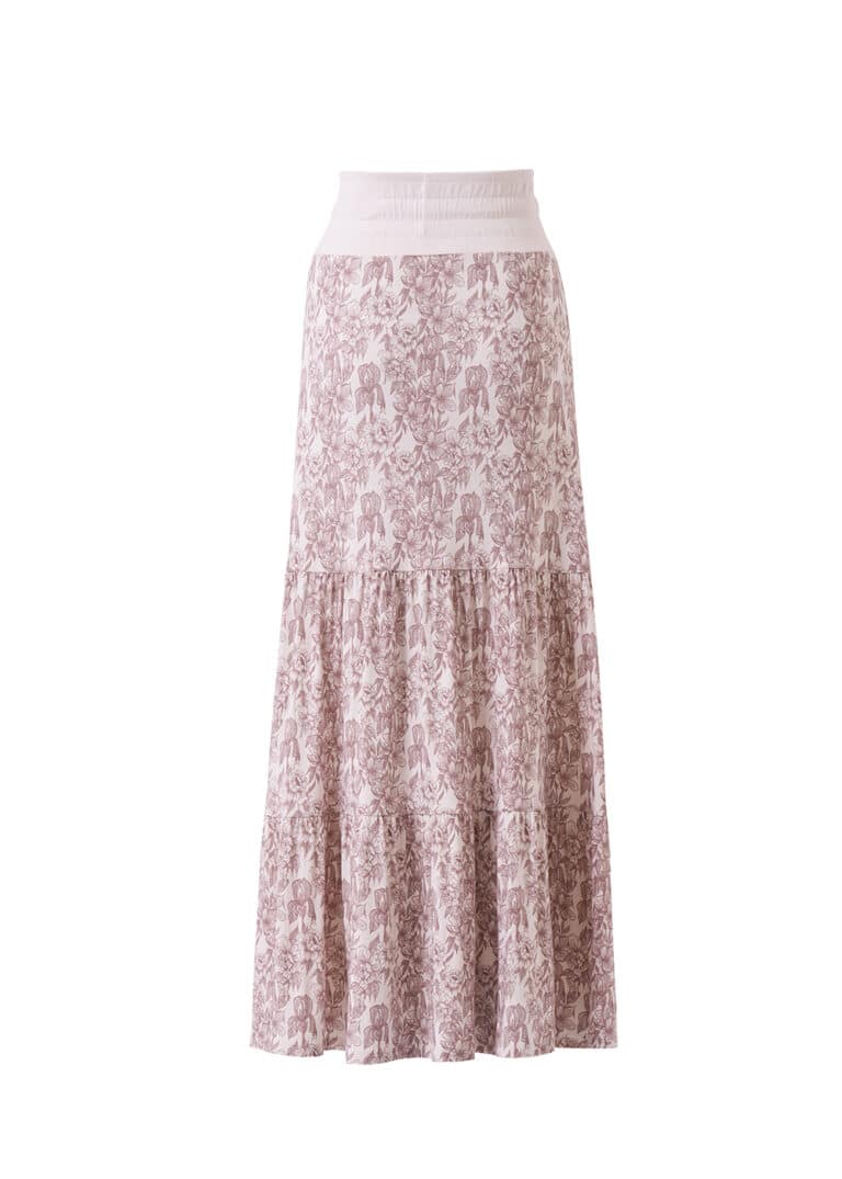 Solana Skirt in Hemp Lyocell - Peony Print
