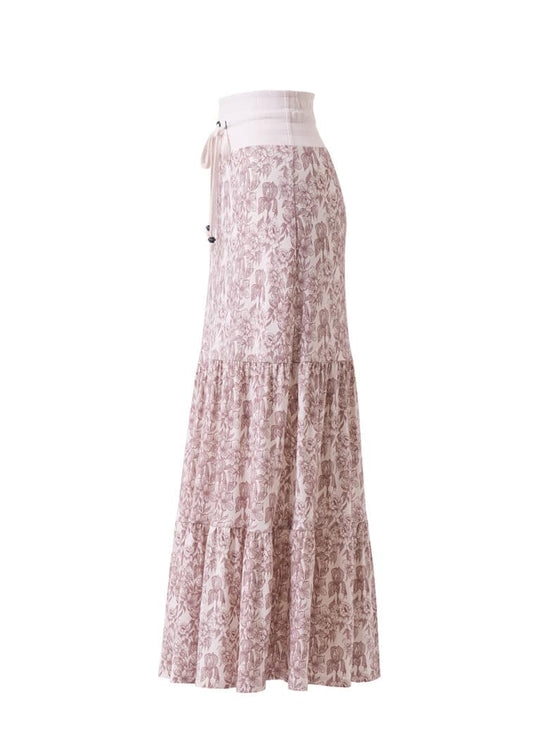 Solana Skirt in Hemp Lyocell - Peony Print