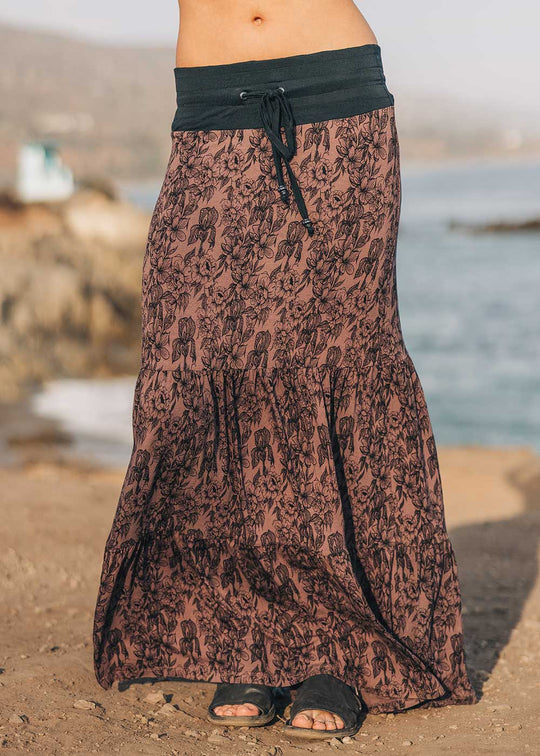 Solana Skirt in Hemp Lyocell - Peony Print
